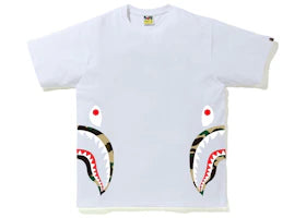 BAPE 1st Camo Side Shark Tee White/Yellow - vue 360