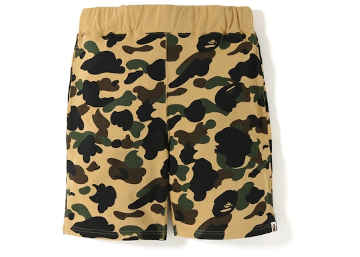 BAPE 1st Camo Sweat Shorts Yellow - vue 360