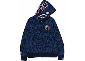 BAPE 30th Anniversary Line Camo Shark Full Zip Hoodie Navy