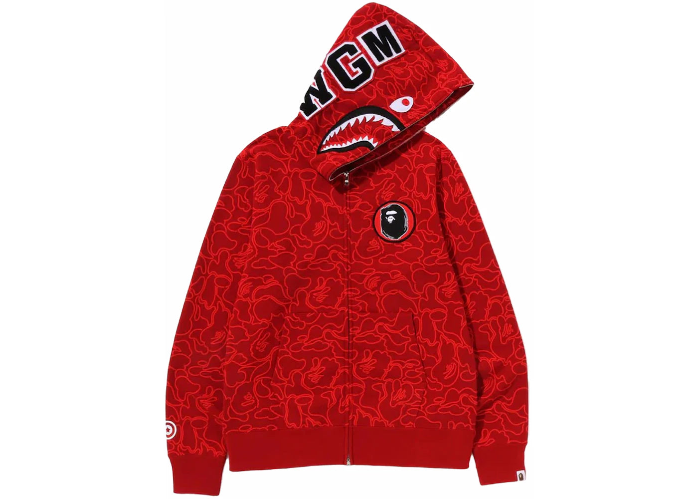 BAPE 30th Anniversary Line Camo Shark Full Zip Hoodie Red - vue secondaire A