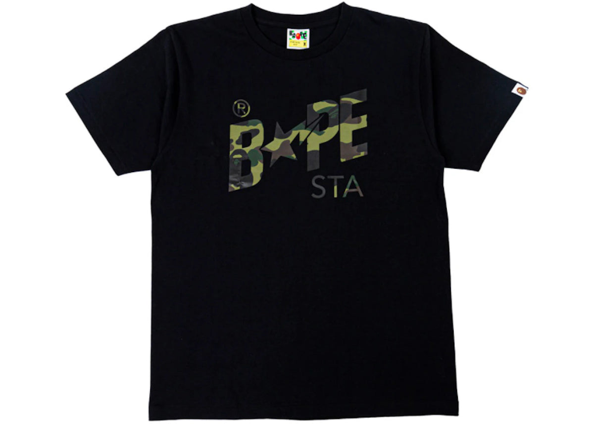 BAPE A Bathing Ape 1st Camo BAPE STA Logo Tee Black/Green - vue secondaire A