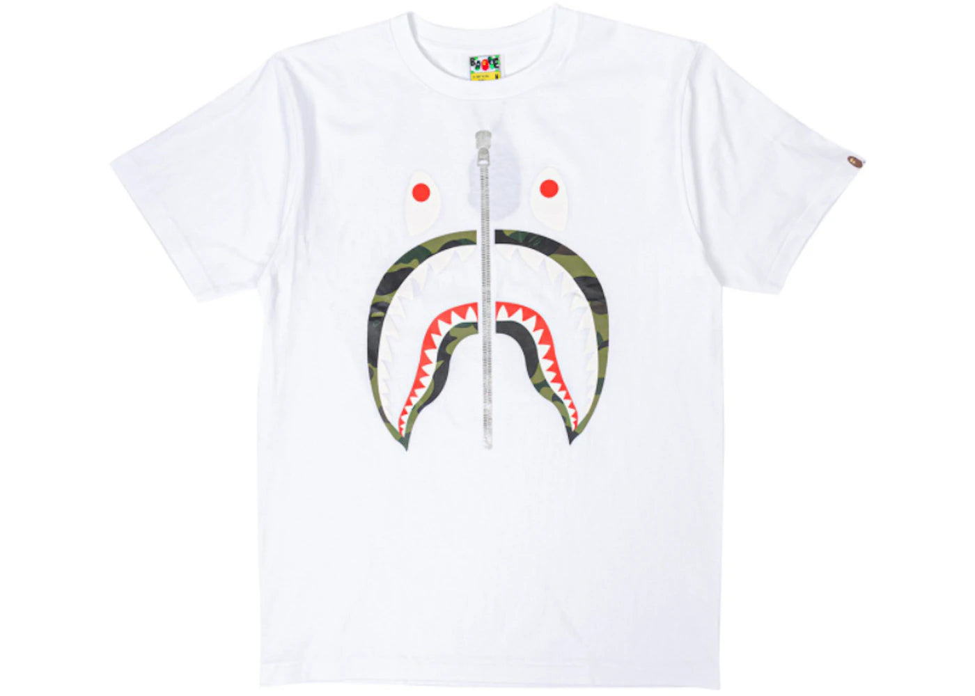 BAPE A Bathing Ape 1st Camo Shark Tee White/Green - vue secondaire A