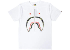 BAPE A Bathing Ape 1st Camo Shark Tee White/Green