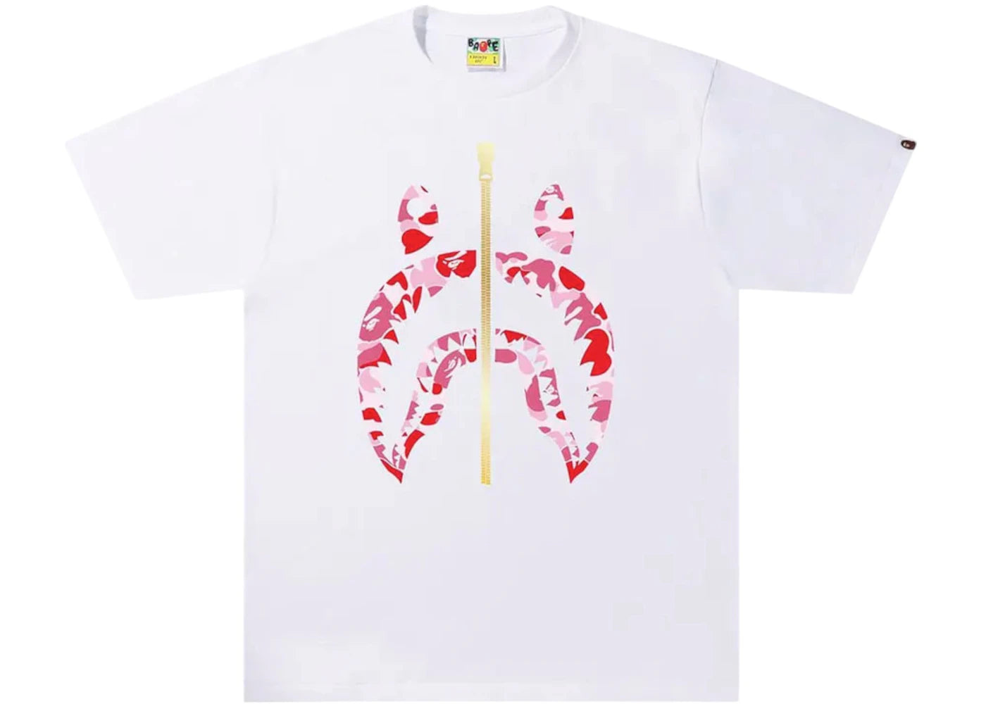 BAPE A Bathing Ape ABC Camo Shark Tee White/Pink - vue 360
