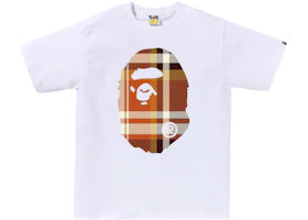 BAPE A Bathing Ape Check Big Ape Head Tee White