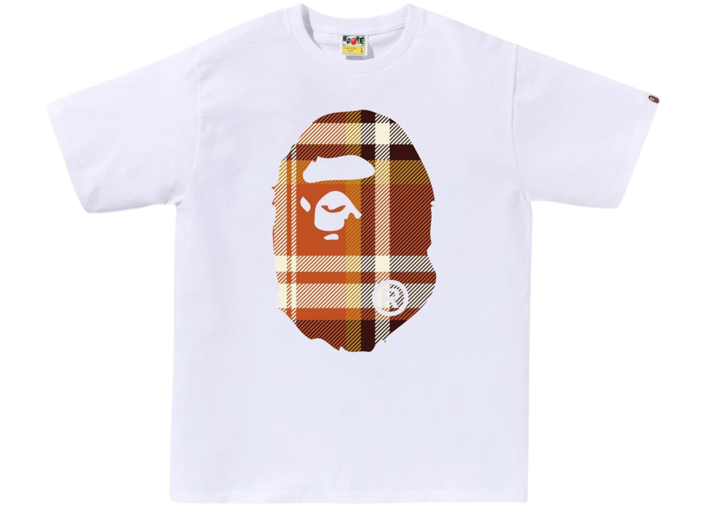 BAPE A Bathing Ape Check Big Ape Head Tee White - vue secondaire A