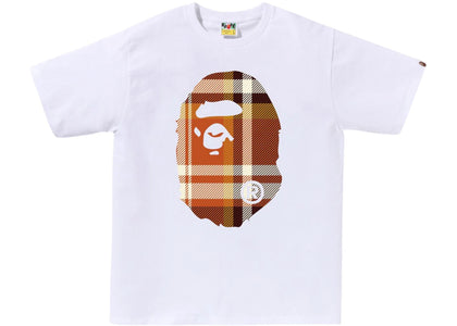 BAPE A Bathing Ape Check Big Ape Head Tee White - product view 2