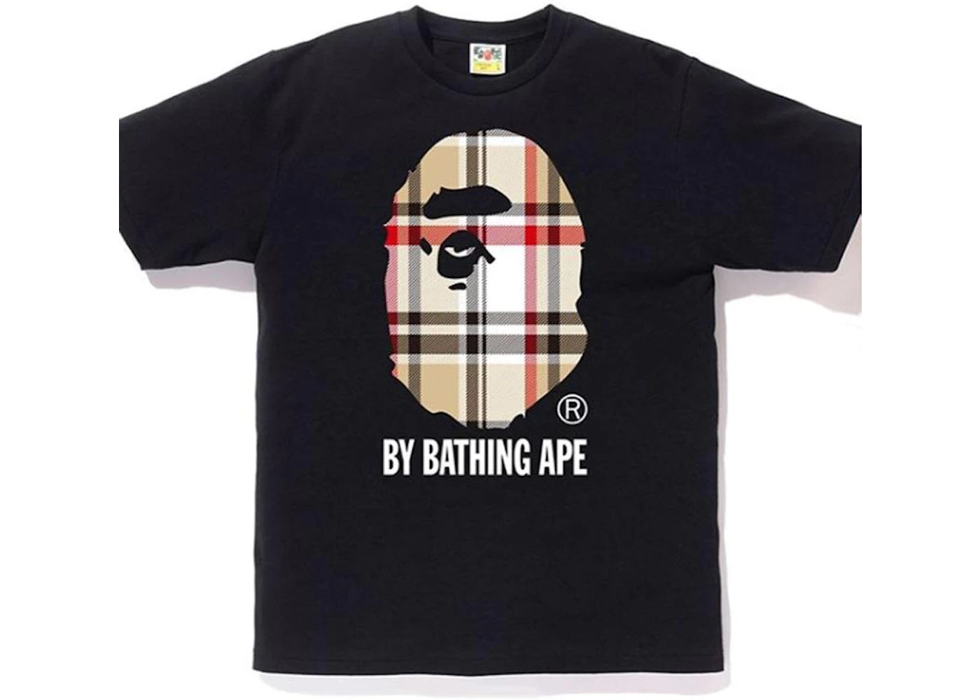 BAPE A Bathing Ape Check by Bathing Tee Black/Beige - vue 360
