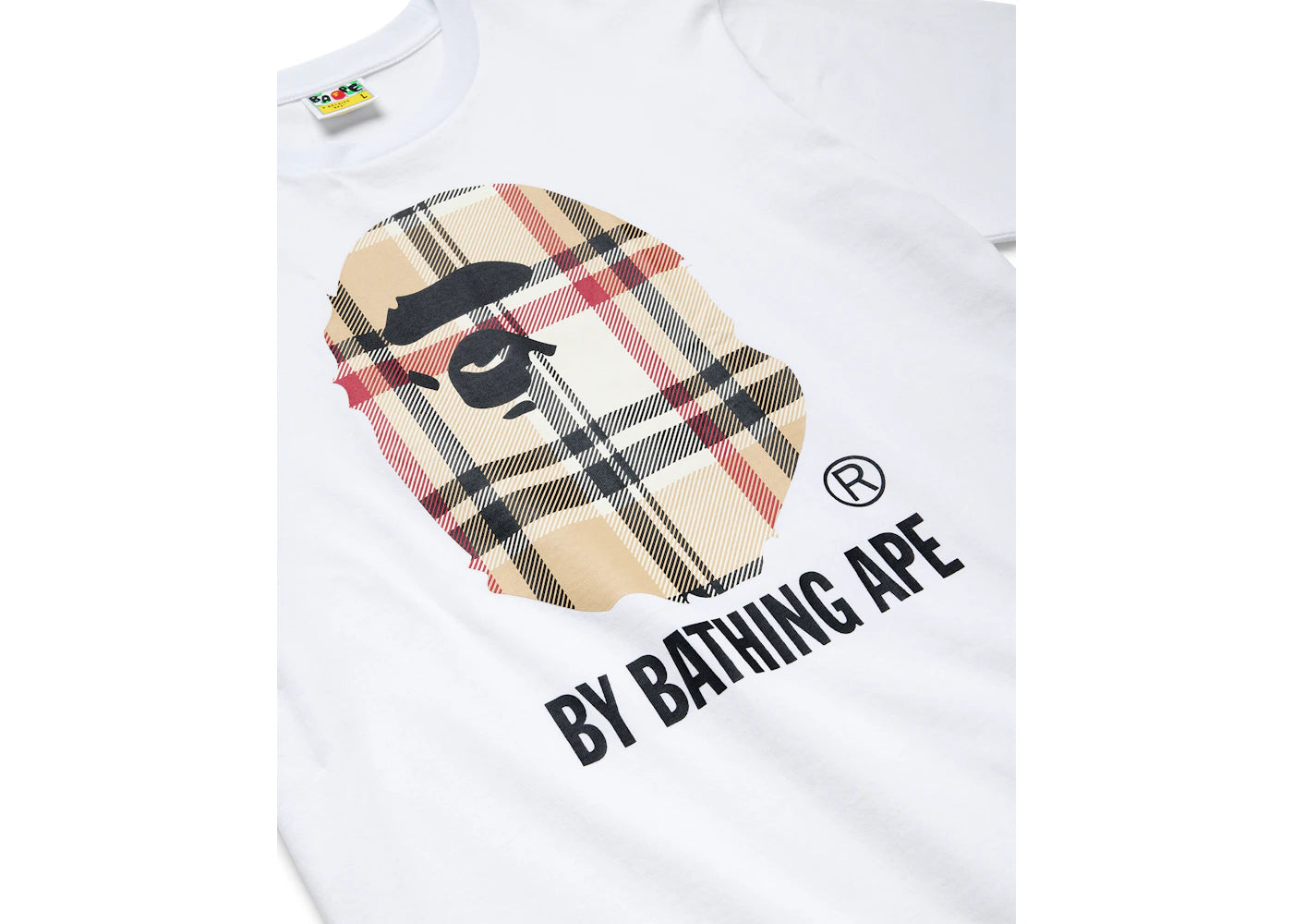 BAPE A Bathing Ape Check by Bathing Tee White/Beige - vue secondaire A