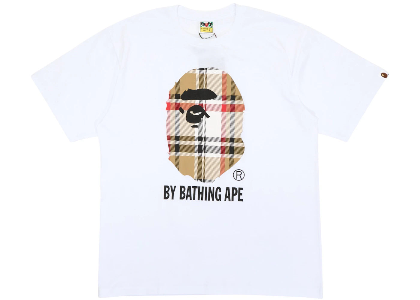 BAPE A Bathing Ape Check by Bathing Tee White/Beige - vue 360