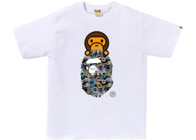 BAPE A Bathing Ape Floral Camo Milo On Ape Head Tee White - vue 360