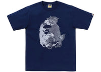 BAPE A Bathing Ape Japanese Tattoo Big Ape Head Tee Navy