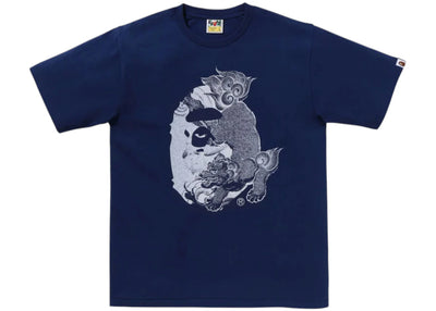 BAPE A Bathing Ape Japanese Tattoo Big Ape Head Tee Navy