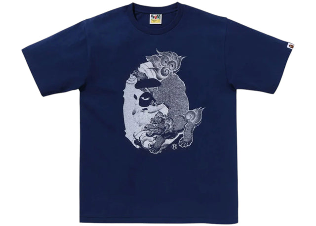 BAPE A Bathing Ape Japanese Tattoo Big Ape Head Tee Navy