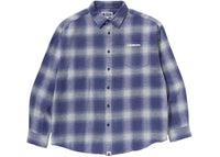 BAPE A Bathing Ape Logo Ombre Check Flannel L/S Shirt Beige
