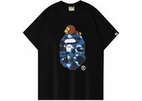 BAPE A Bathing Ape Color Camo Milo On Big Ape Tee Black/Navy