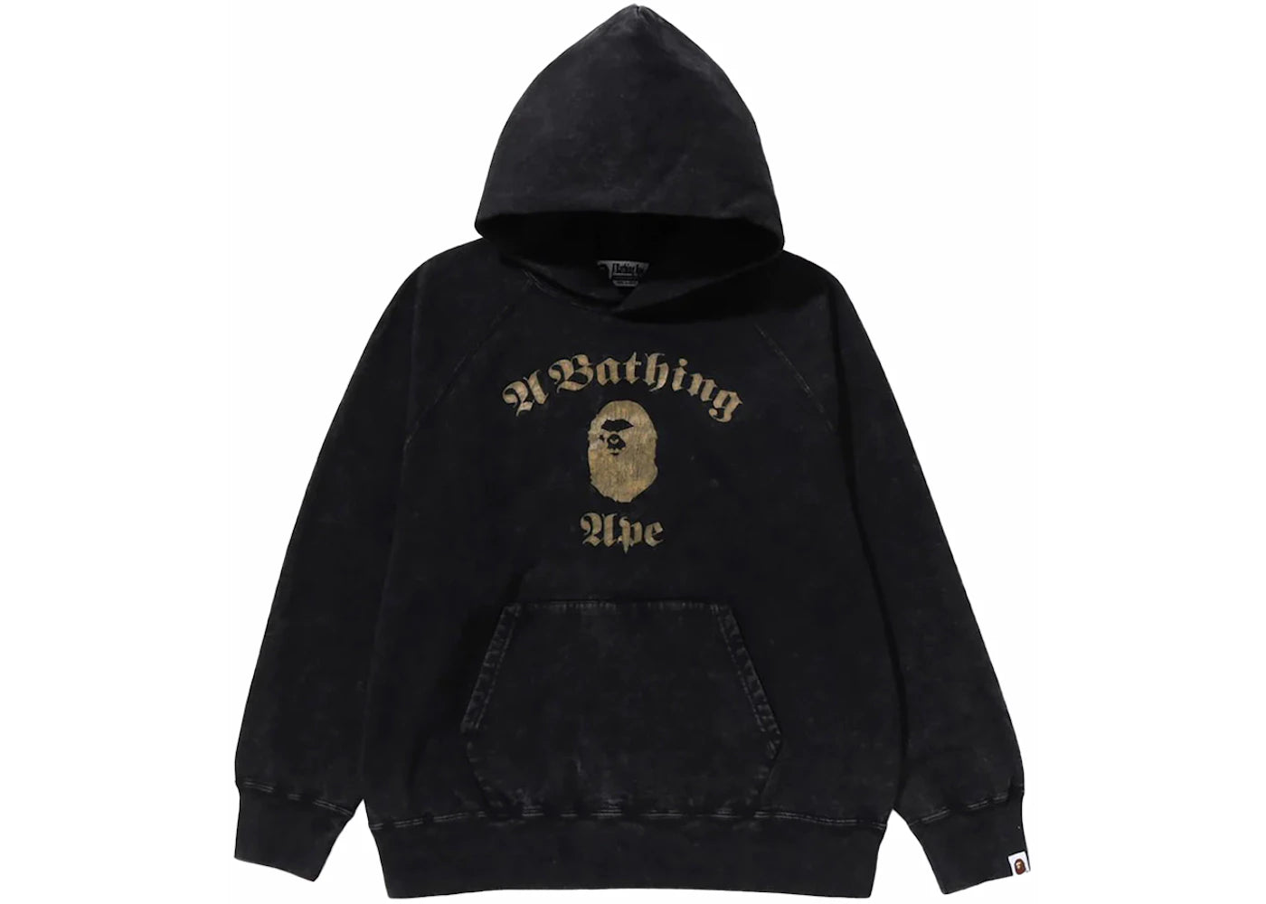 BAPE A Bathing Ape Overdye Pullover Relaxed Fit Hoodie Black - vue 360