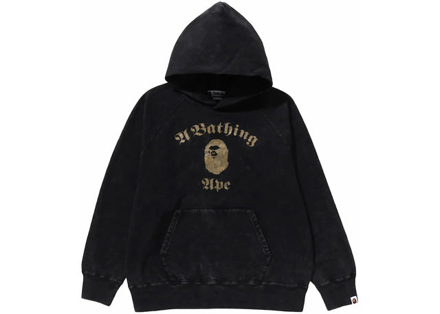 BAPE A Bathing Ape Overdye Pullover Relaxed Fit Hoodie Black