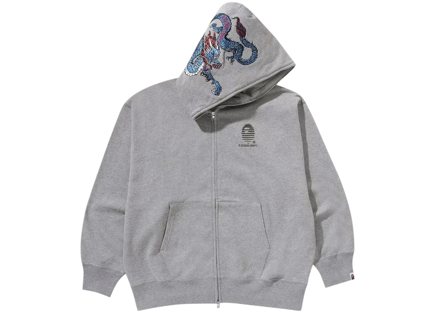 BAPE A Bathing Ape Tiger And Dragon Relaxed Fit Full Zip Hoodie Gray - vue secondaire A