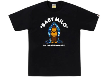 BAPE ABC Blue Camo Baby Milo Hoodie Tee Black - authentic BAPE apparel