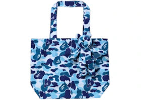 BAPE ABC CAMO Camouflage Bear Charm Tote Bag Blue