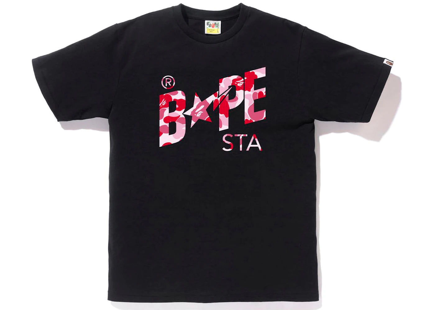 BAPE ABC Camo Bape Sta Logo Tee Black Pink - vue secondaire A