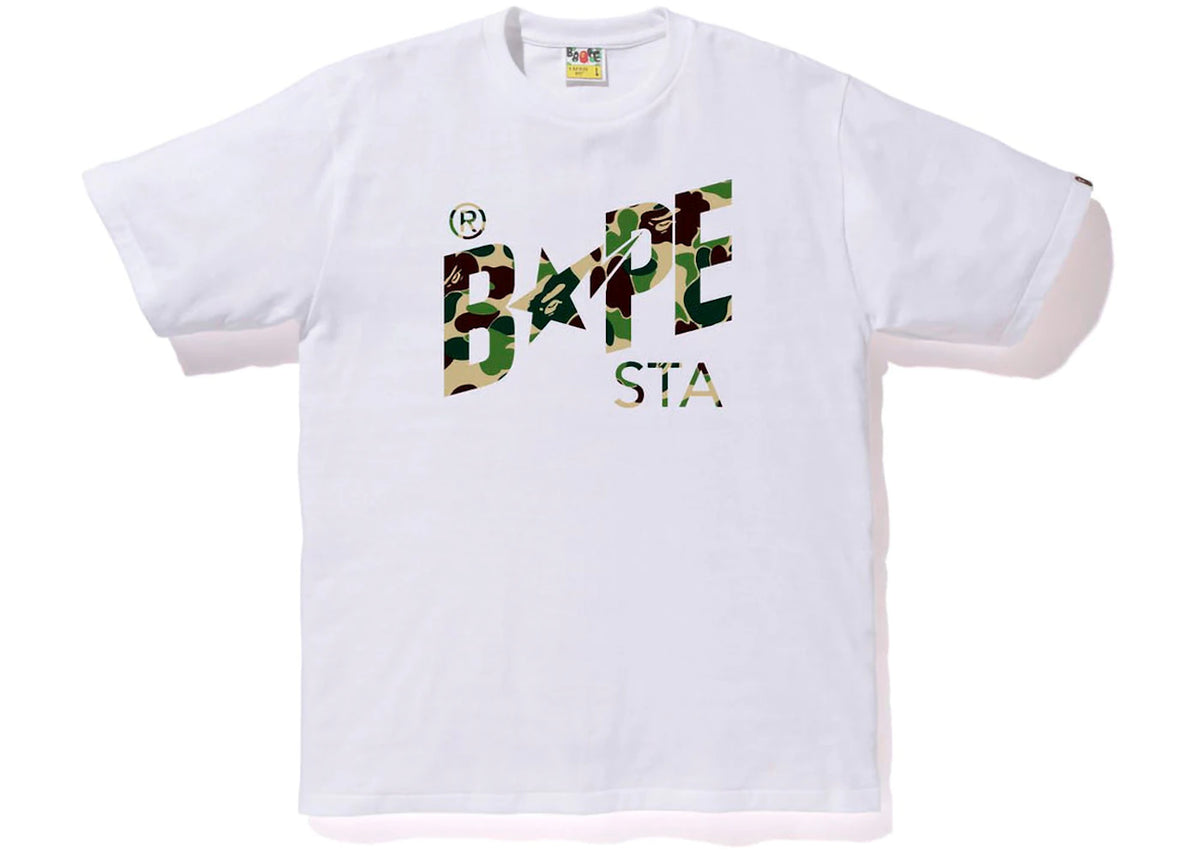 BAPE ABC Camo Bape Sta Logo Tee White Green - vue secondaire A