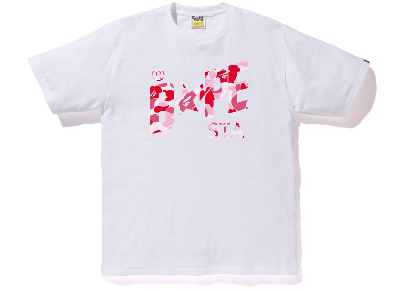 BAPE ABC Camo Bape Sta Logo Tee White Pink - vue secondaire A