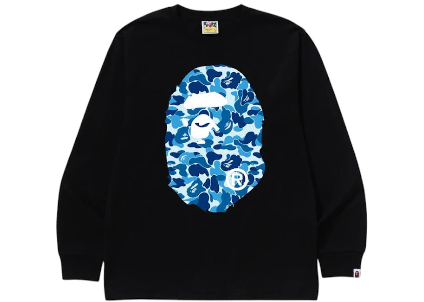BAPE ABC Camo Big Ape Head L/S Tee Black/Blue - vue secondaire A