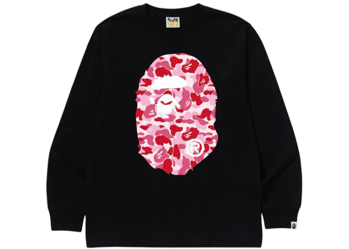 BAPE ABC Camo Big Ape Head L/S Tee Black/Pink - vue secondaire A