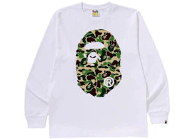BAPE ABC Camo Big Ape Head L/S Tee White/Green - authentic BAPE product
