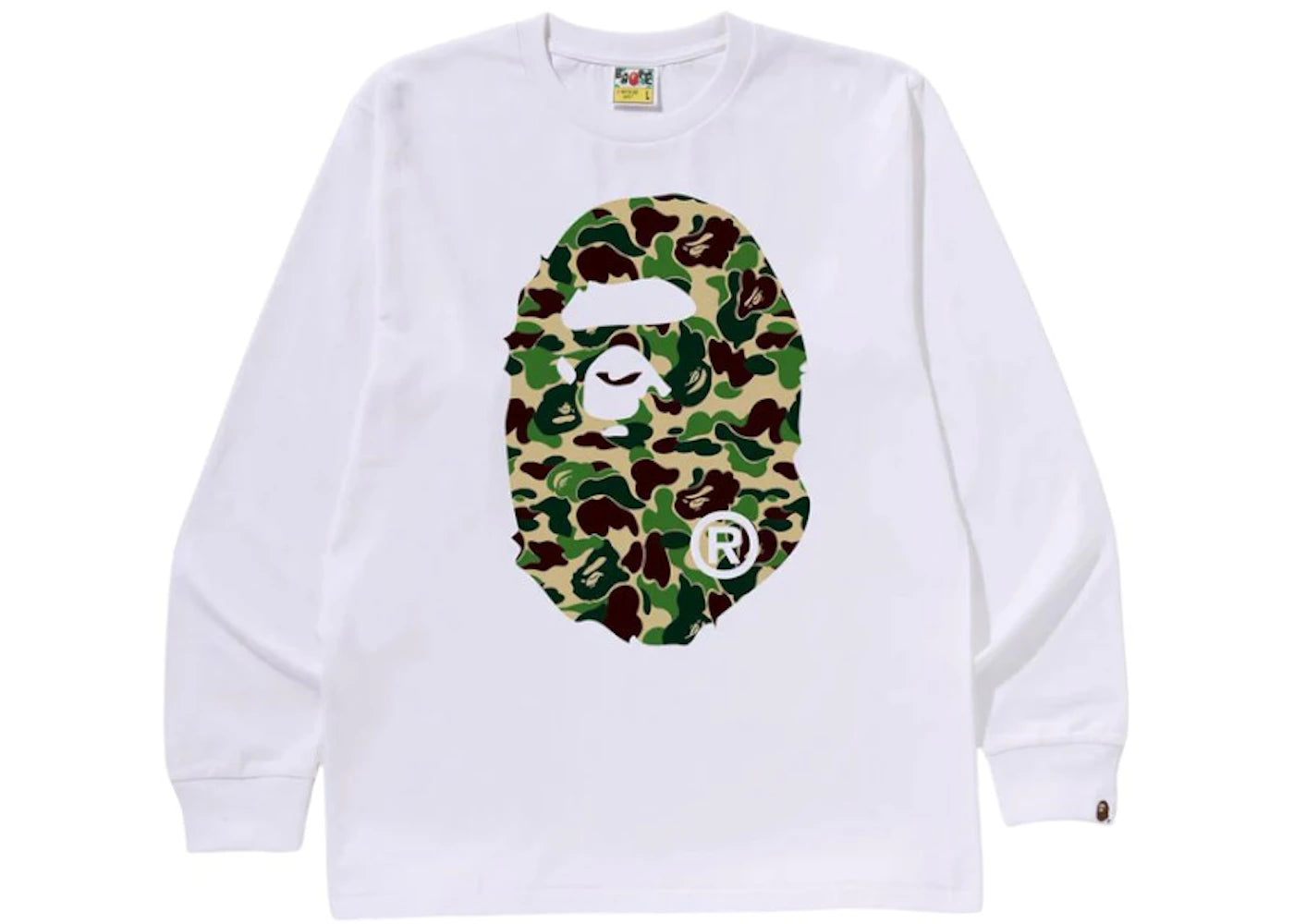 BAPE ABC Camo Big Ape Head L/S Tee White/Green - vue secondaire A