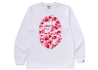 BAPE ABC Camo Big Ape Head L/S Tee White/Pink