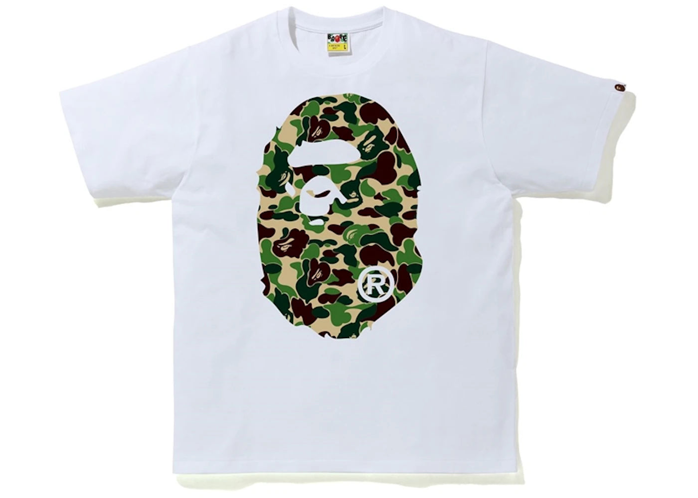 BAPE ABC Camo Big Ape Head Tee White/Green - vue 360