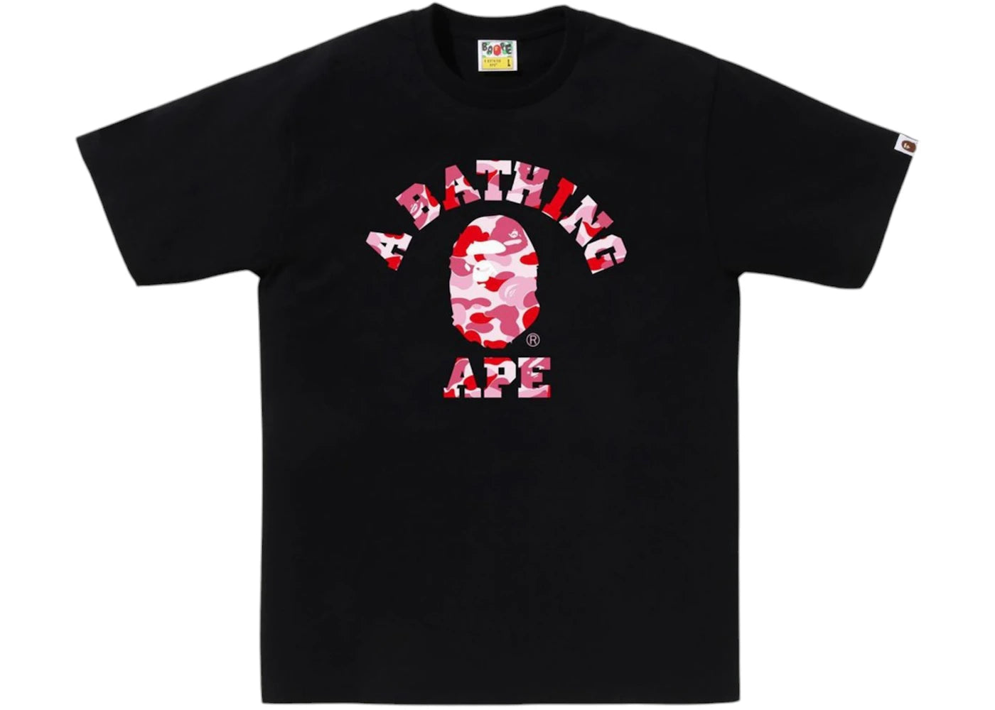 BAPE ABC Camo College (SS25) Tee Black/Pink - vue 360