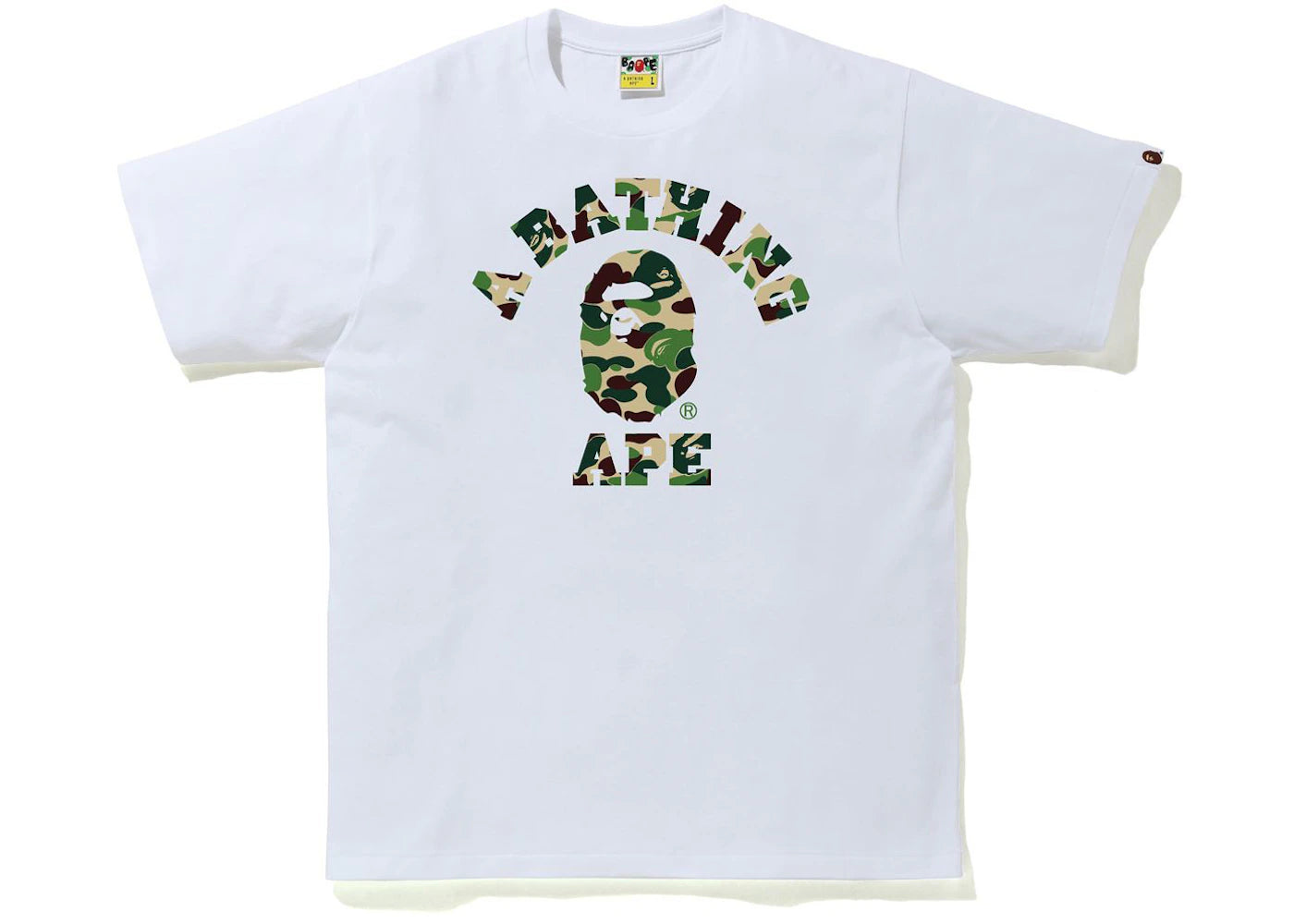 BAPE ABC Camo College Tee (SS21) White/Green - vue 360