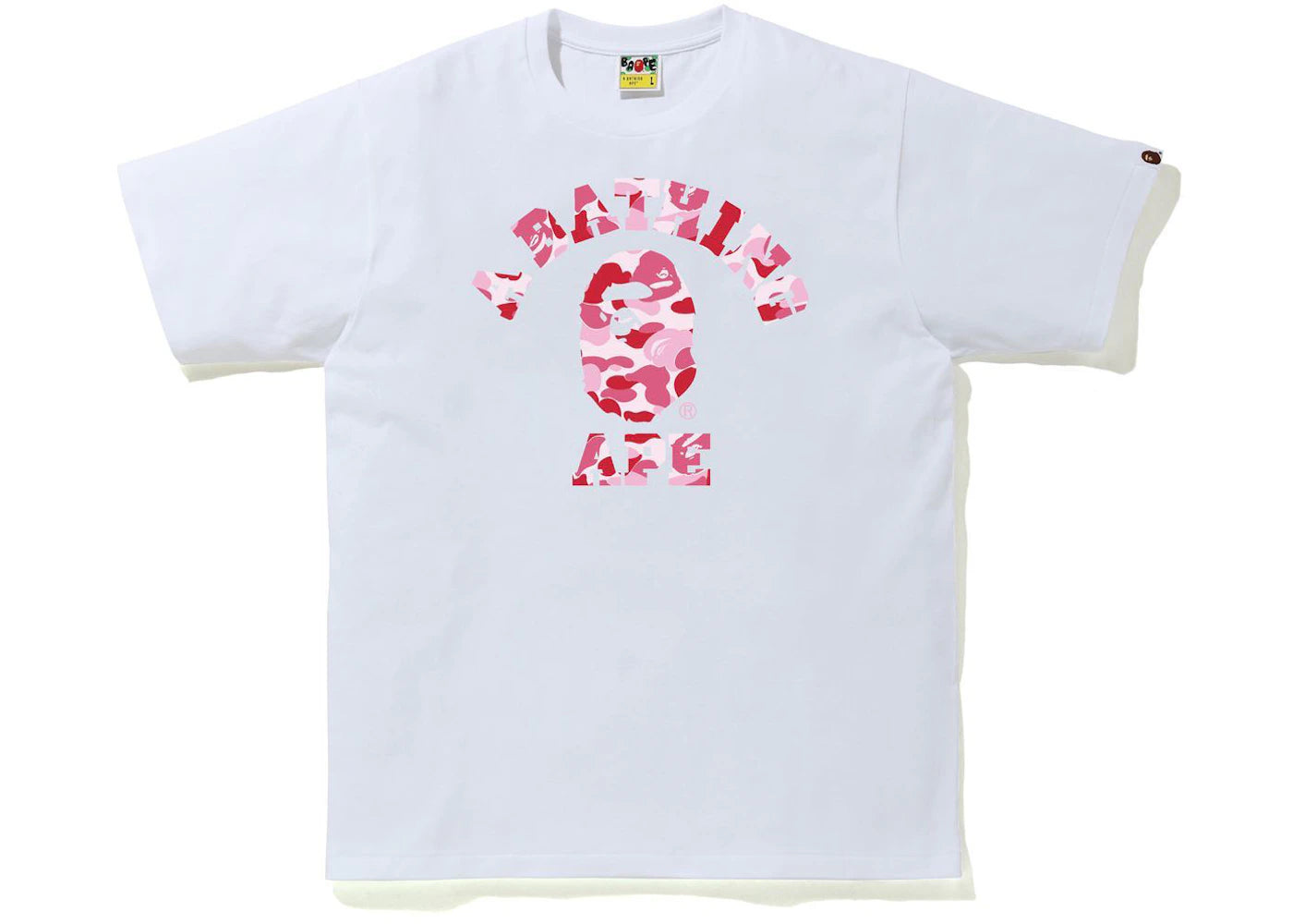 BAPE ABC Camo College Tee (SS21) White/Pink - vue 360