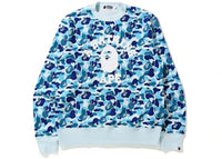BAPE ABC Camo College Wide Crewneck Blue