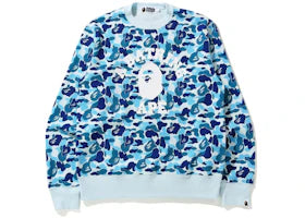 BAPE ABC Camo College Wide Crewneck Blue