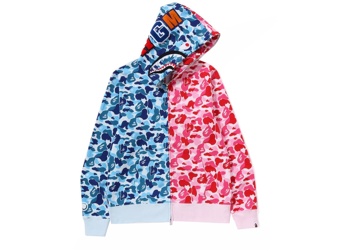 BAPE ABC Camo Crazy Shark Full Zip Hoodie Blue/Pink - vue secondaire B