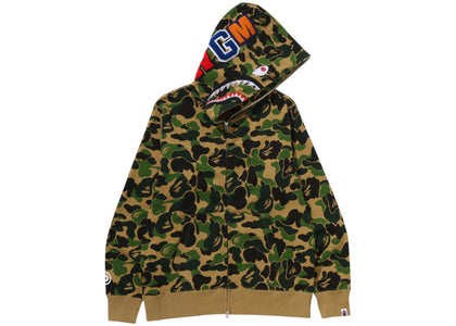 BAPE ABC Camo Crystal Stone Shark Full Zip Hoodie Green - apparel view 2