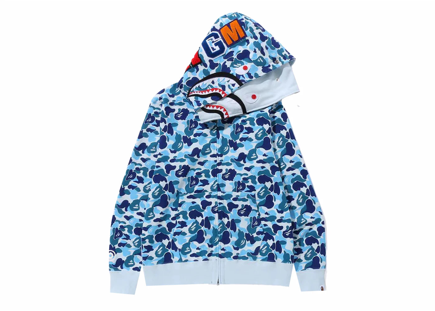 BAPE ABC Camo Double Shark Full Zip Hoodie (FW23) Blue - vue secondaire A