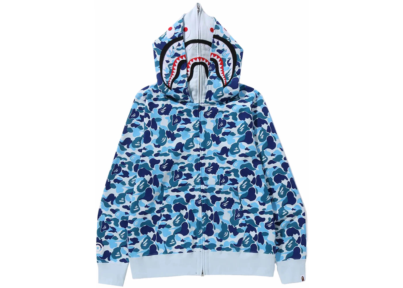 BAPE ABC Camo Double Shark Full Zip Hoodie (FW23) Blue - vue 360