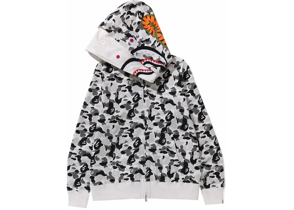 BAPE ABC Camo Double Shark Full Zip Hoodie (FW23) Grey - vue secondaire B