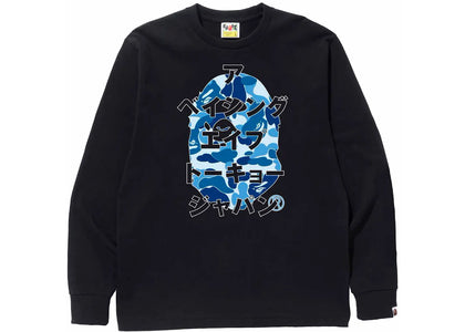 BAPE ABC Camo Japanese Letters L/S Tee Black/Blue - authentic BAPE product