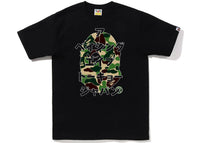 BAPE ABC Camo Japanese Letters Tee Black Green