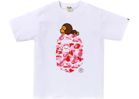 BAPE ABC Camo Milo On Big Ape Tee (SS25) White/Pink - vue 360