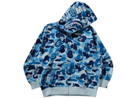 BAPE ABC Camo Rayon Relaxed Fit Shark Full Zip Hoodie Blue - authentic BAPE apparel