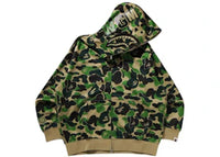 BAPE ABC Camo Rayon Relaxed Fit Shark Full Zip Hoodie Green
