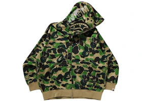BAPE ABC Camo Rayon Relaxed Fit Shark Full Zip Hoodie Green